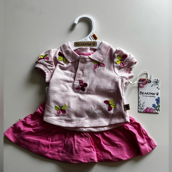 BearPaw Other - NWT BearPaw Pink Baby Dress with Butterfly Accents (SIZES: 0-3M, 3-6M, & 6-9M)